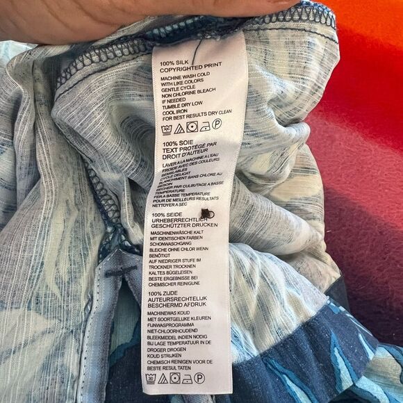 Tommy Bahama Mens Camp Shirt Button Up Beach Hawaiian Floral Silk Blue Size XL - Picture 6 of 12